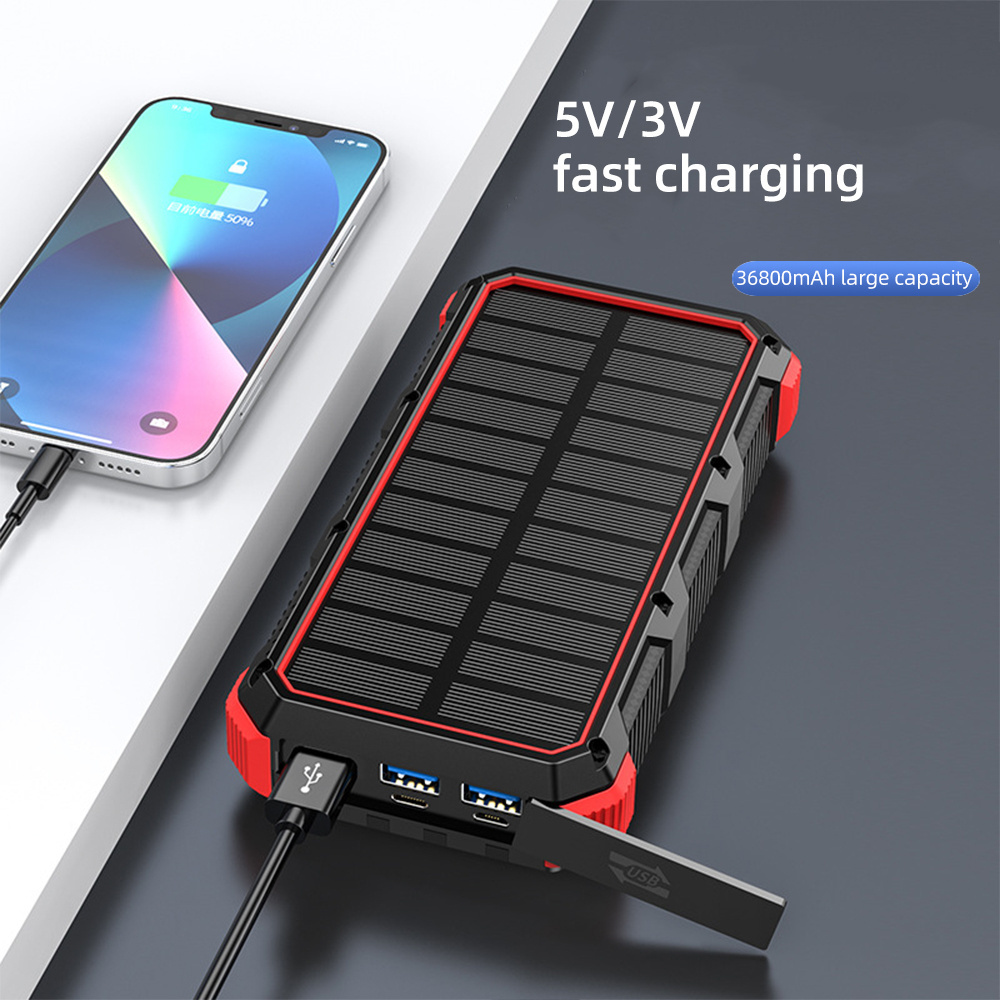 Power Bank 36800 mAh Wireless Powerbank Solar Powerbank USB C 7 uscite con cavo caricatore portable per for iPhone Samsung