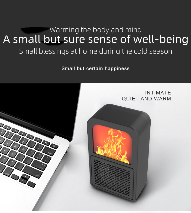 Home Mini Desktop Heater Rapid Heat Simulation Fireplace 3D Flame Heater Mini Heater for Office