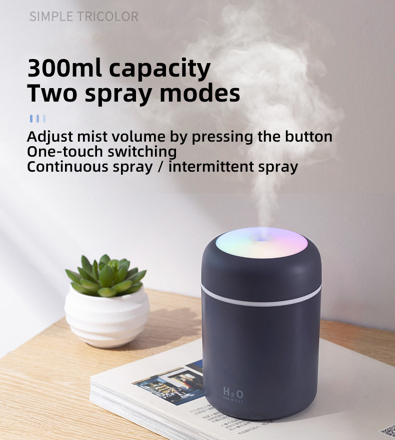 300ml Mini Cool Mist Air Humidifier for Home Baby Nursery Plants Auto Shut-off and BPA-Free Humidificador de aire