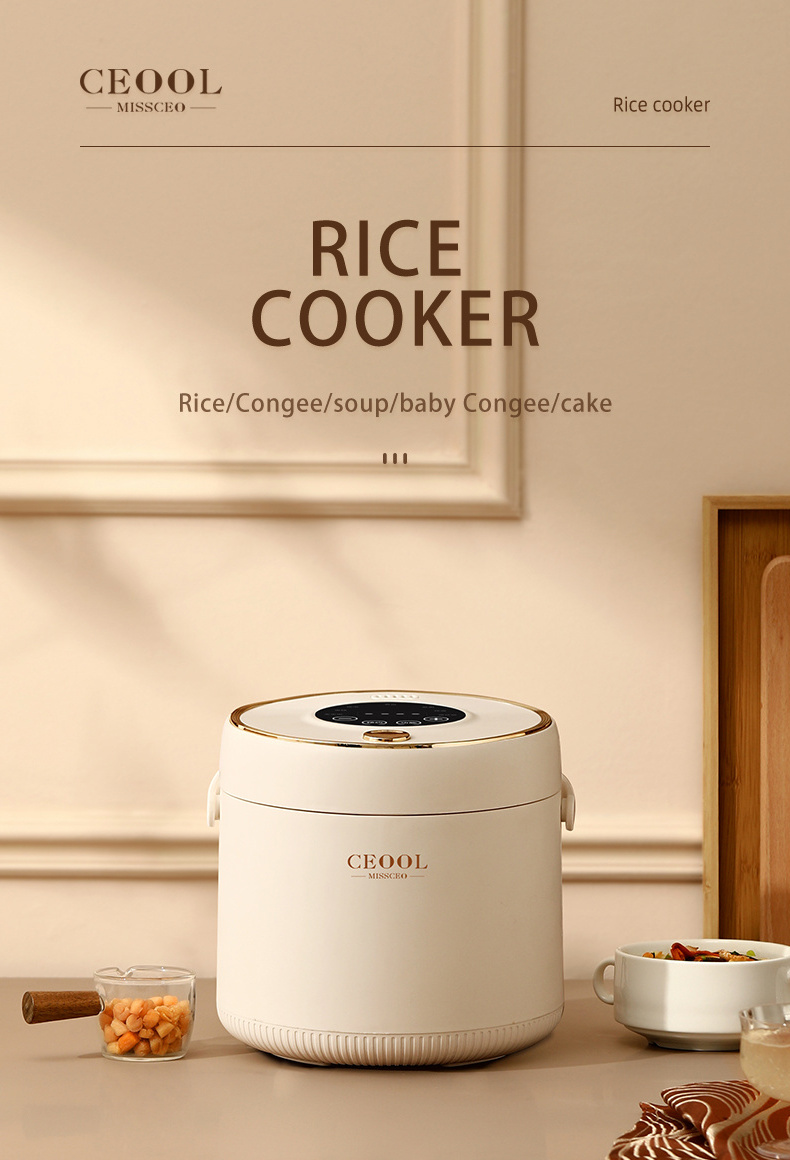 New 2L Mini Rice Cooker Steamer with Removable Nonstick Pot Keep Warm Function For Soups Stews Grains Oatmeal Mini Olla Arrocera