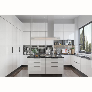 Modern high gloss ready made cupboards wooden lacquer doors kitchen pantry best white for cabinets