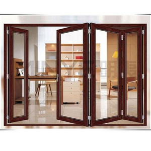 cheap price wood grain patio accordion glass lock aluminum bifold door