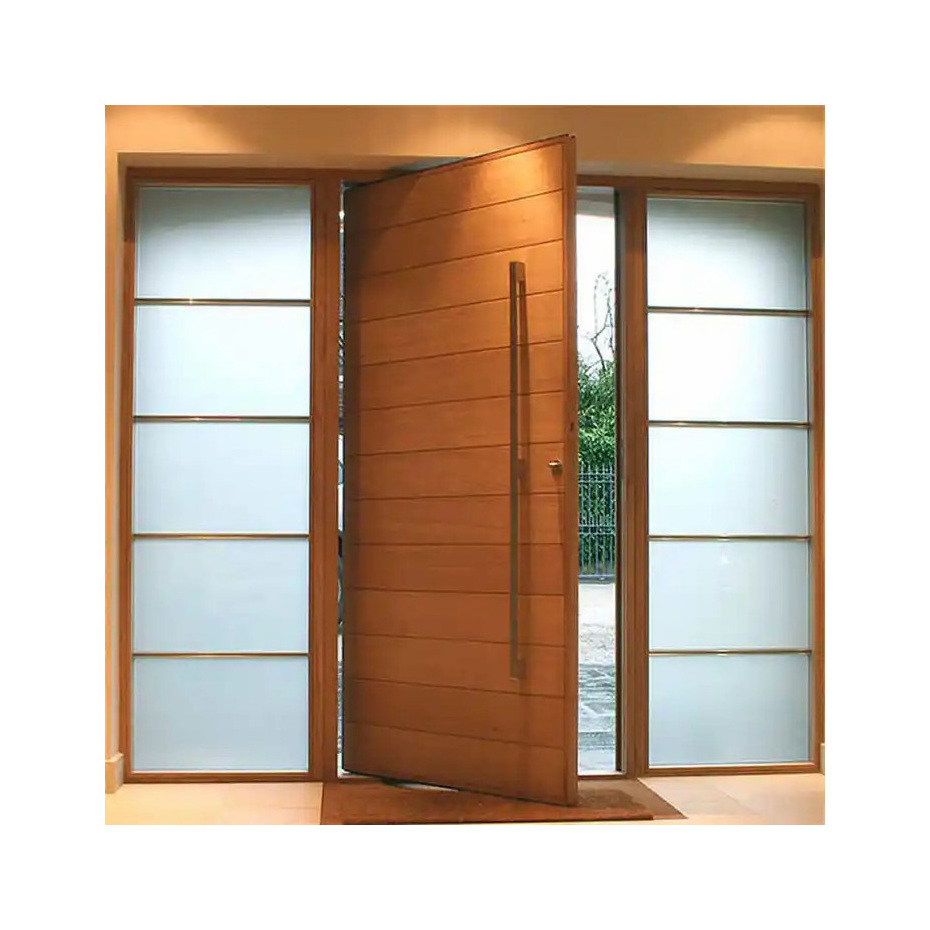 reasonable price entrance glass teak solid wooden door modern apartment front pivot door villa main doors