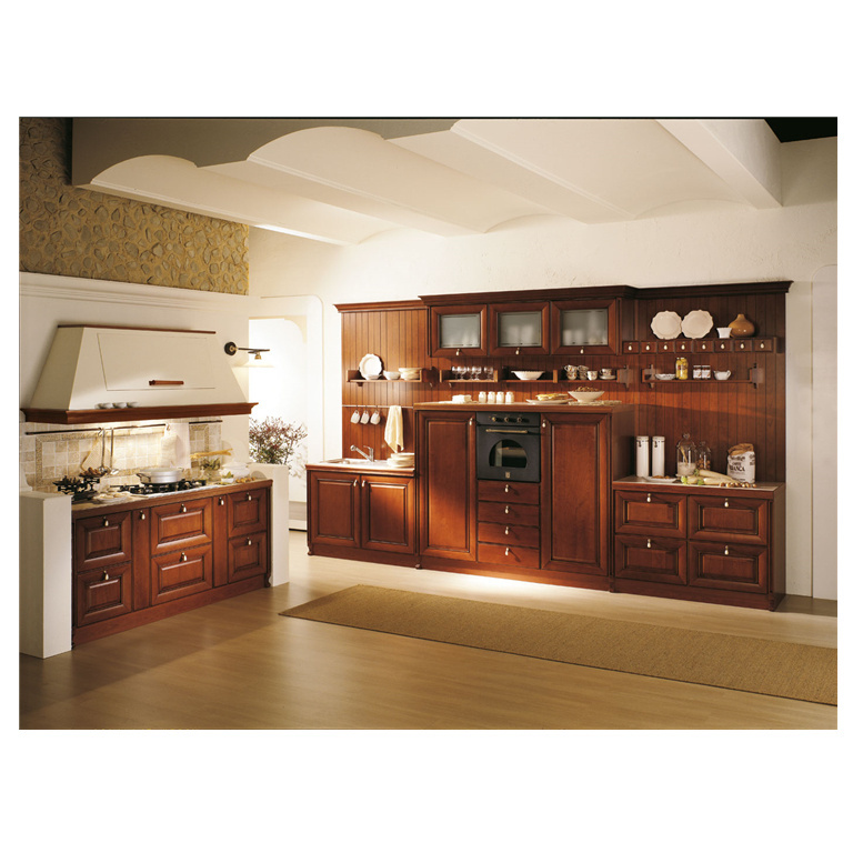 Modern design shaker galley mahogany solid wood high quality kitchen cabinet