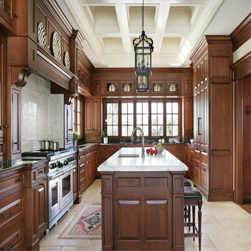 Modern design shaker galley mahogany solid wood high quality kitchen cabinet