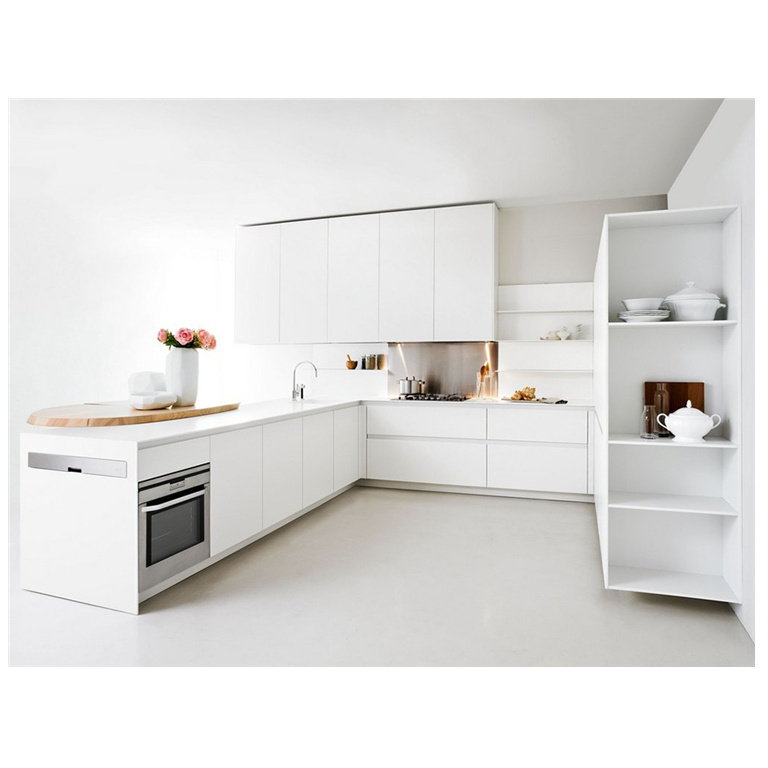 Modern european white high gloss design custom made galley cupboards living room kitchen cabinets