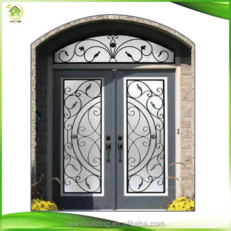 custom front entry prehung for sale arch top double wrought iron exterior outswing french doors