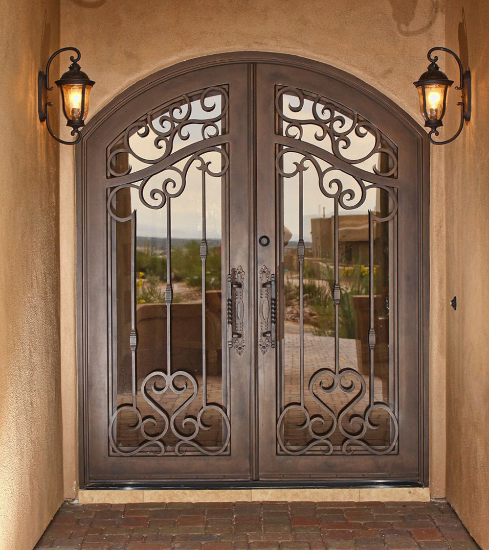 48 inches wrought iron double entry exterior doors for home