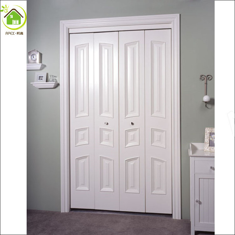 White painting solid wood bifold closet doors for wardrobe