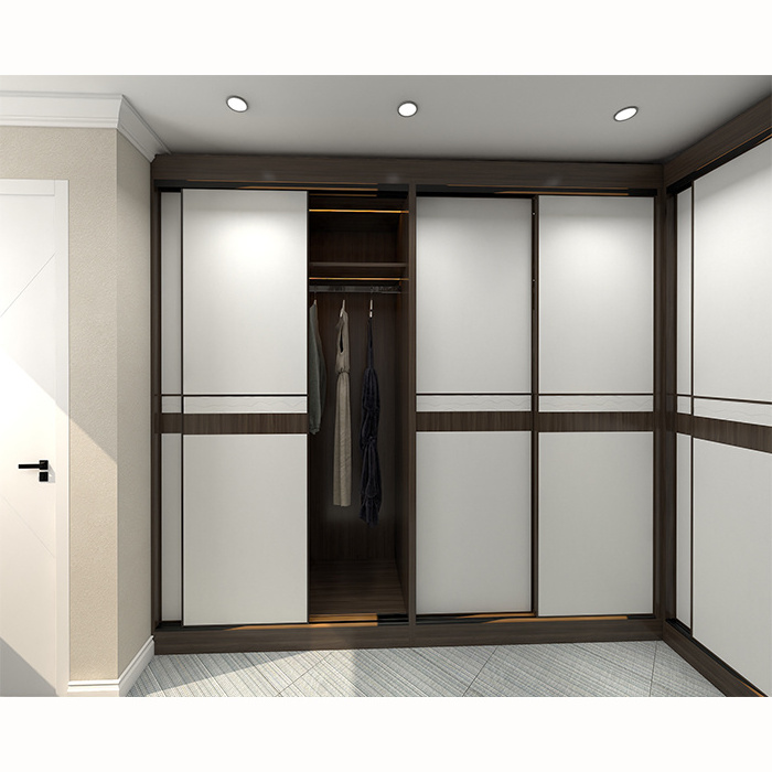 Modern bedroom simple sliding doors wardrobe corner set units hanging closet organizer