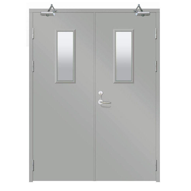 Commercial fireproof one hour two hours double leaf fire rated steel door for hospital seals