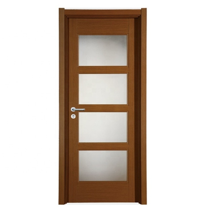 Hotel room home toilet bathroom latest design wooden frame sale decorative interior half glass pantry door