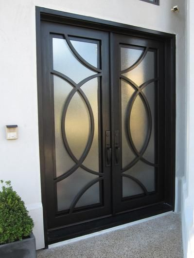 Villa double swing grill design entrance metal door