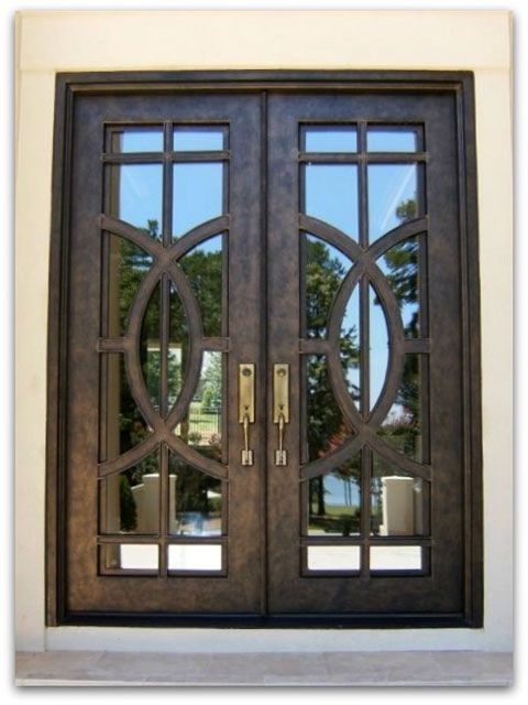 Villa double swing grill design entrance metal door