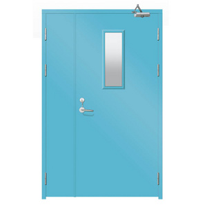 Commercial fireproof one hour two hours double leaf fire rated steel door for hospital seals