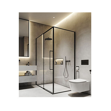 aluminium pivot security screen bathroom shower tempered glass black framed sliding doors