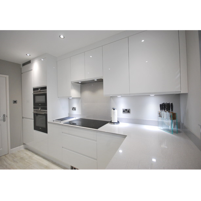 australia high gloss white lacquer stainless steel accessories kitchen cabinet with doors and drawer fronts units