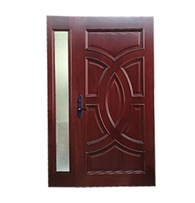 modern pre-hung exterior mahogany solid wood doors with two sidelights double front doors