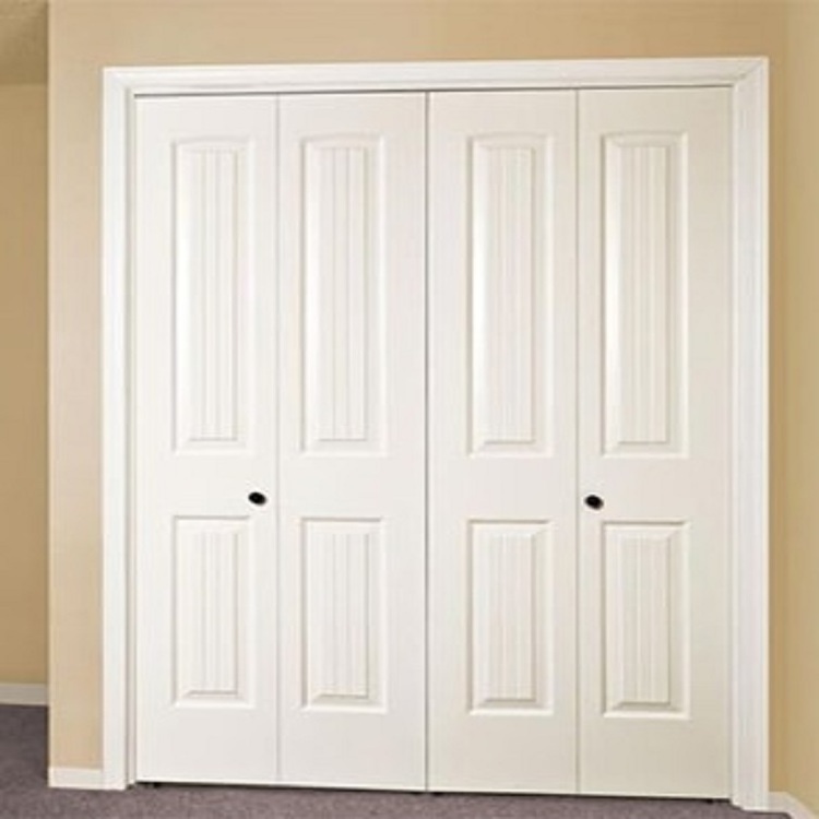 White painting solid wood bifold closet doors for wardrobe