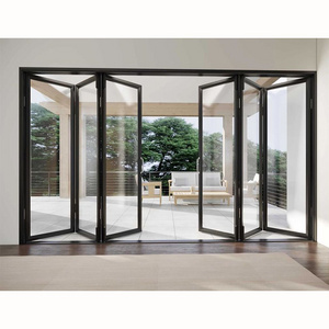 glass sliding balcony aluminium  french folding doors for sale prices bifold glass exterior foldable pvc accordion