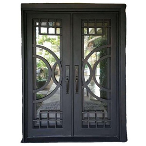 Villa double swing grill design entrance metal door