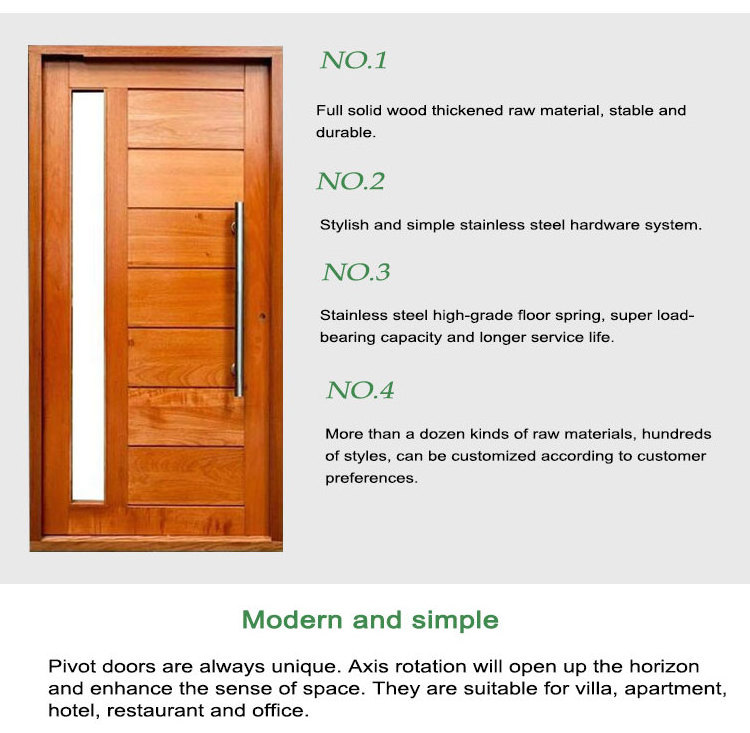 reasonable price entrance glass teak solid wooden door modern apartment front pivot door villa main doors