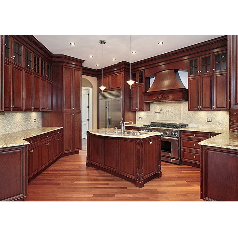 Luxury modern design classic style solid dark wood bespoke island kitchen cabinet