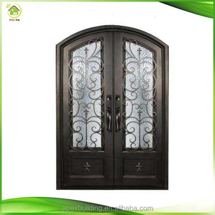 custom front entry prehung for sale arch top double wrought iron exterior outswing french doors