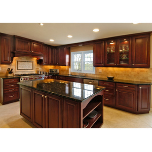 Luxury modern design classic style solid dark wood bespoke island kitchen cabinet