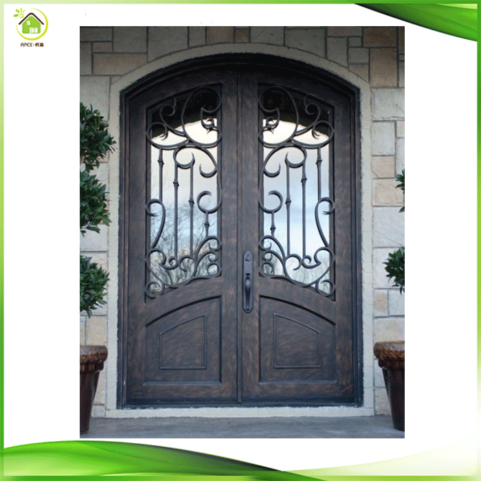 modern ornamental decorative wrought iron front double entry doors