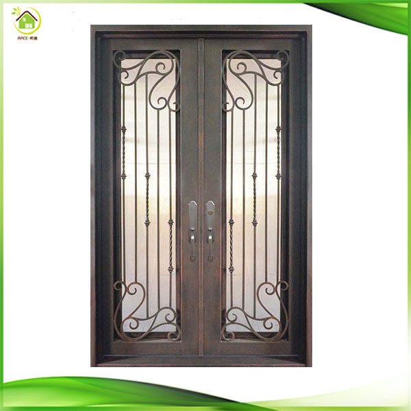 modern ornamental decorative wrought iron front double entry doors