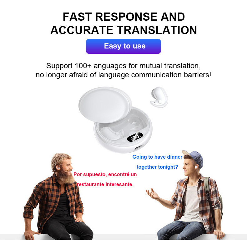 Hot sell translate Earphone Custom smart voice wireless With Charging Box 144 Language translator device translation earbuds