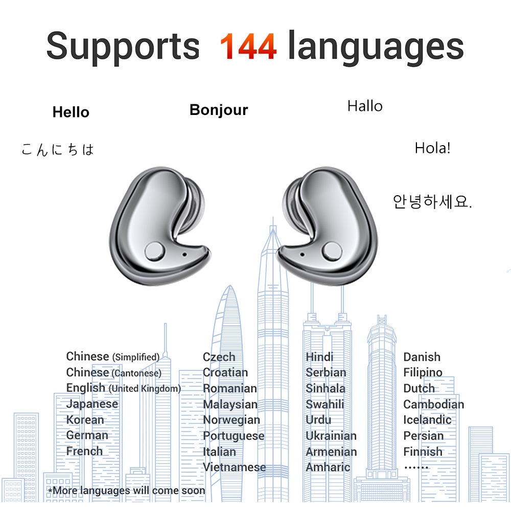 2024 Real translation earphone Time Multi-country Mutual  Earbuds 144 Languages Smart Wireless Translation Earphone Translator