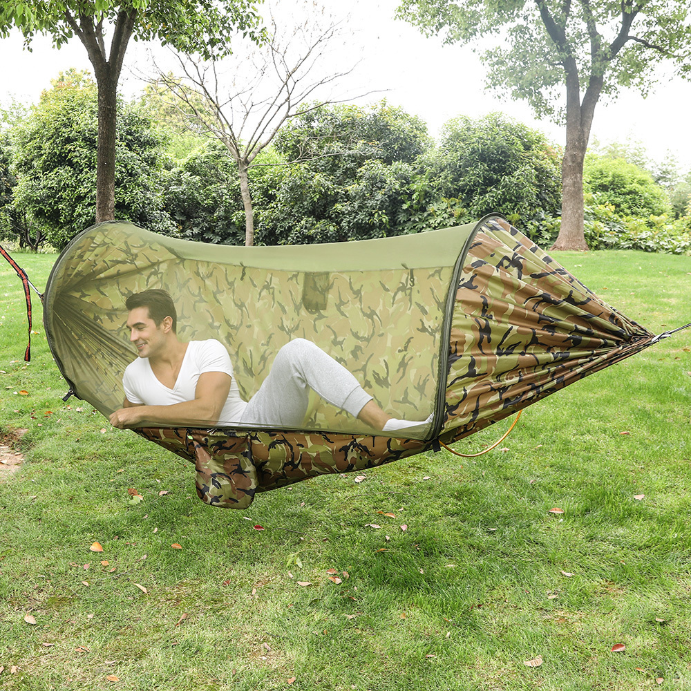 Rollover prevention Quick opening Hammock Portable Hammock Outdoor Parachute Camping Tent Hammock With Mosquito Net