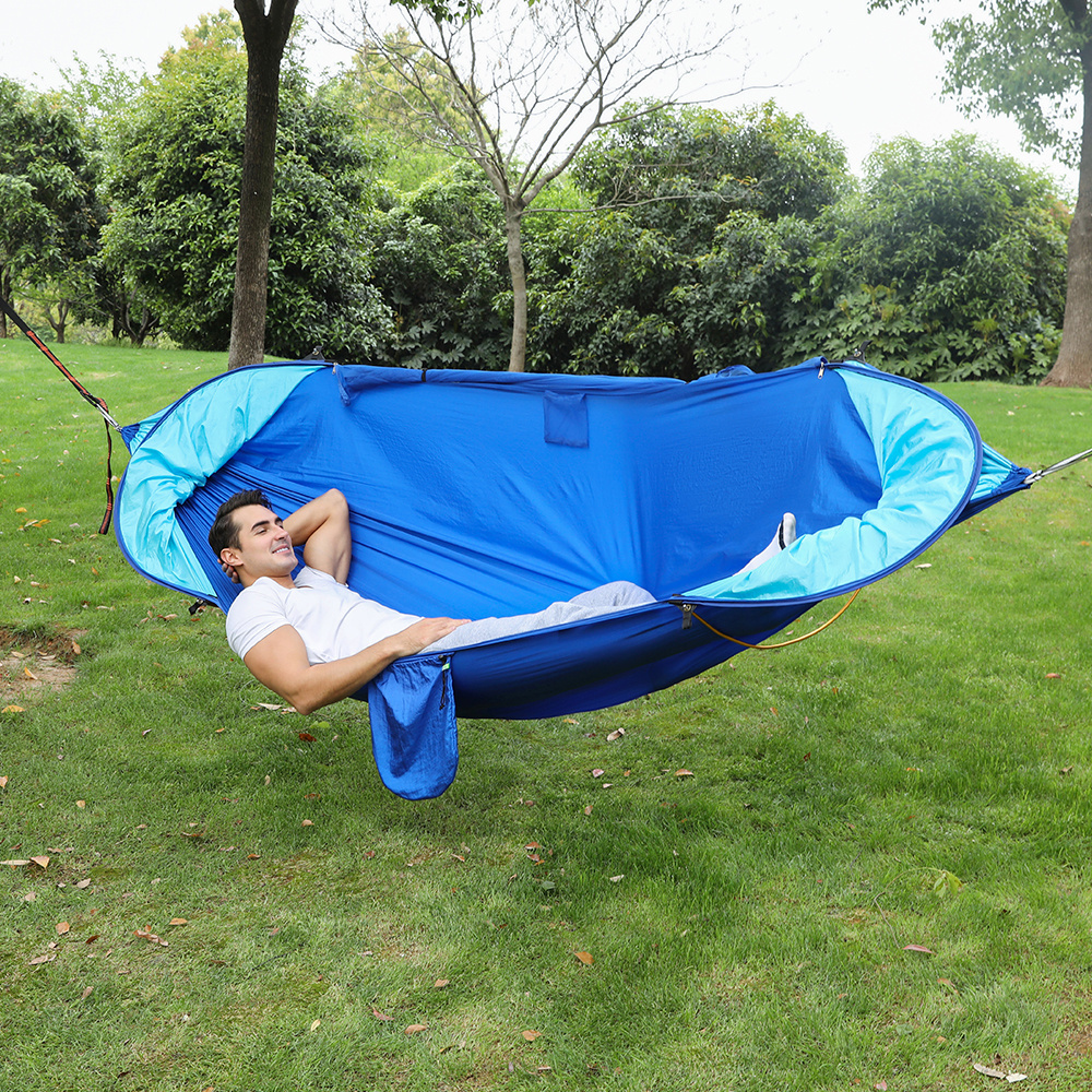 Wholesale Rollover prevention Quick opening Hammock with mosquito net leisure portable hammocks outdoor camping hammock swings