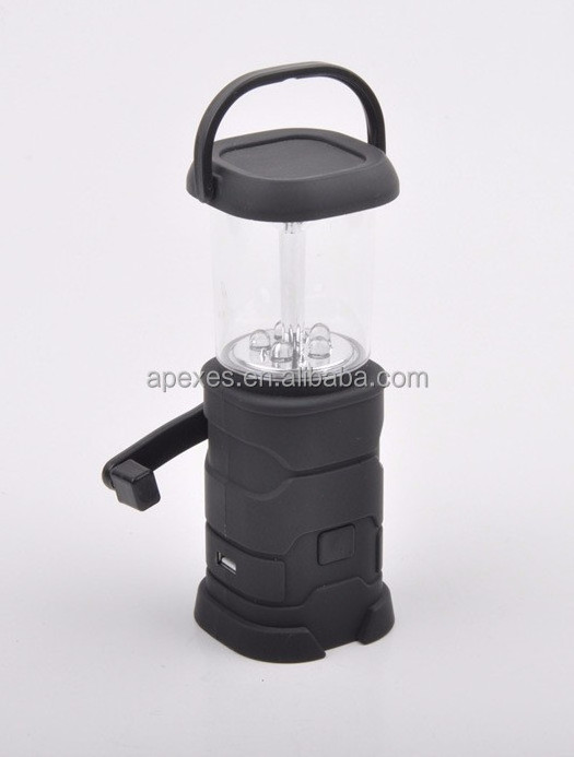 Outdoor 5 LED Solar Power Light Hand Crank Dynamo Flashlight with AM/FM Radio for Camping