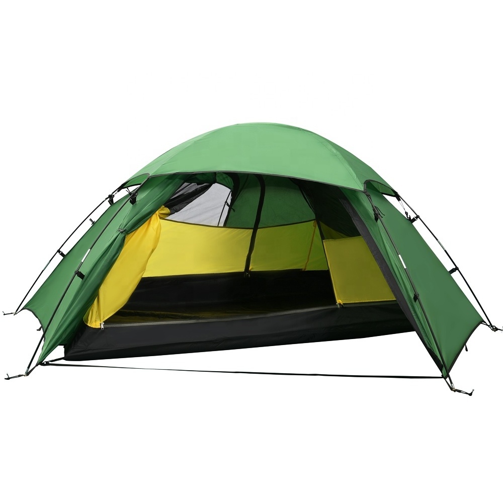 Factory custom 190T polyester PU coating stretch 2 person tent waterproof backpacking mosquito net tourist dome tent