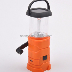 Outdoor 5 LED Solar Power Light Hand Crank Dynamo Flashlight with AM/FM Radio for Camping