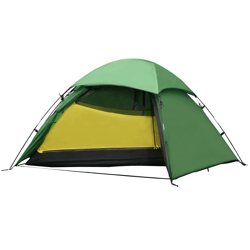 Factory custom 190T polyester PU coating stretch 2 person tent waterproof backpacking mosquito net tourist dome tent