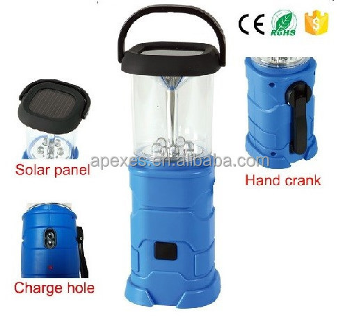 Outdoor 5 LED Solar Power Light Hand Crank Dynamo Flashlight with AM/FM Radio for Camping