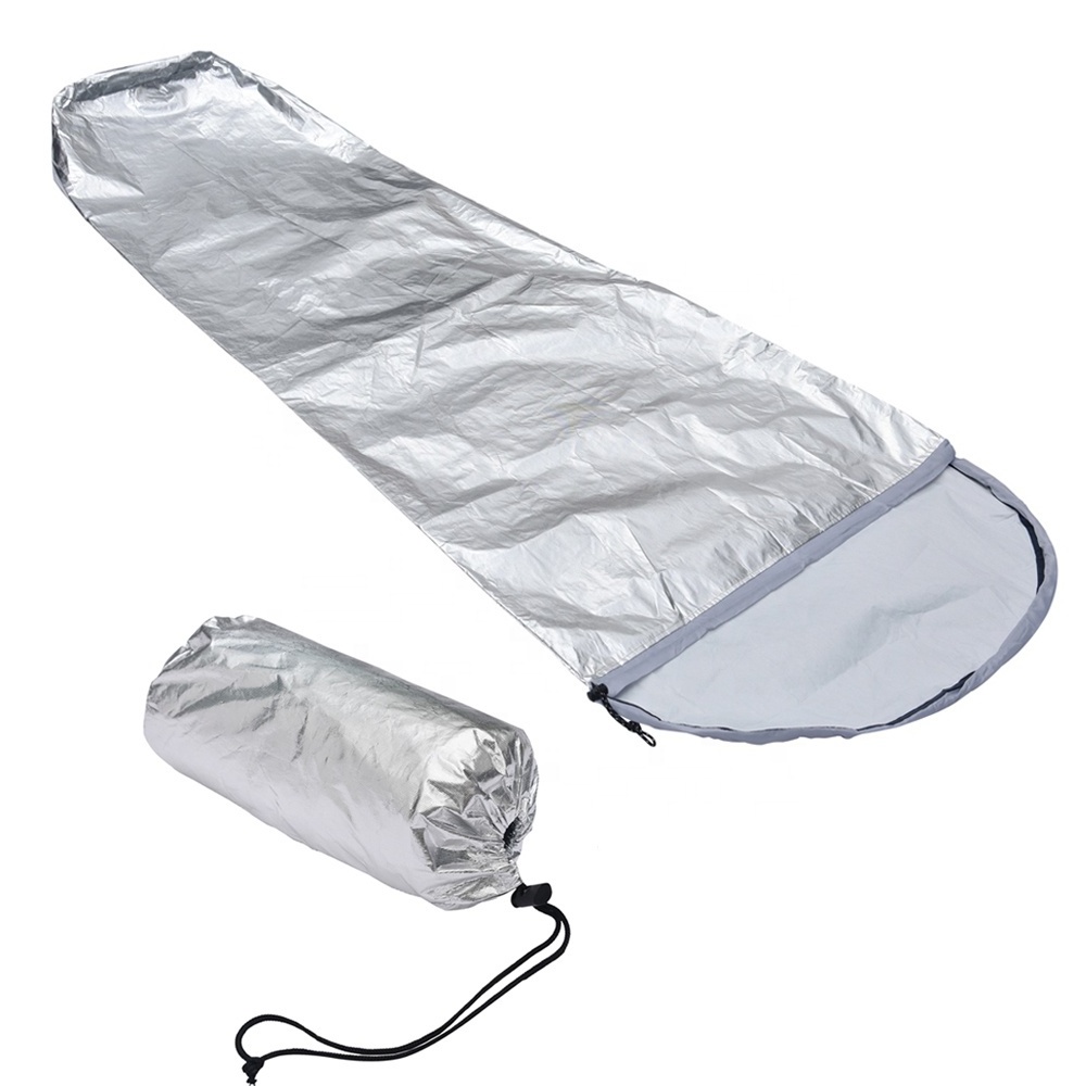 Non-woven+PE+PET ultralight outdoor heated hiking sleeping bag ultralight light emergency sleeping bag