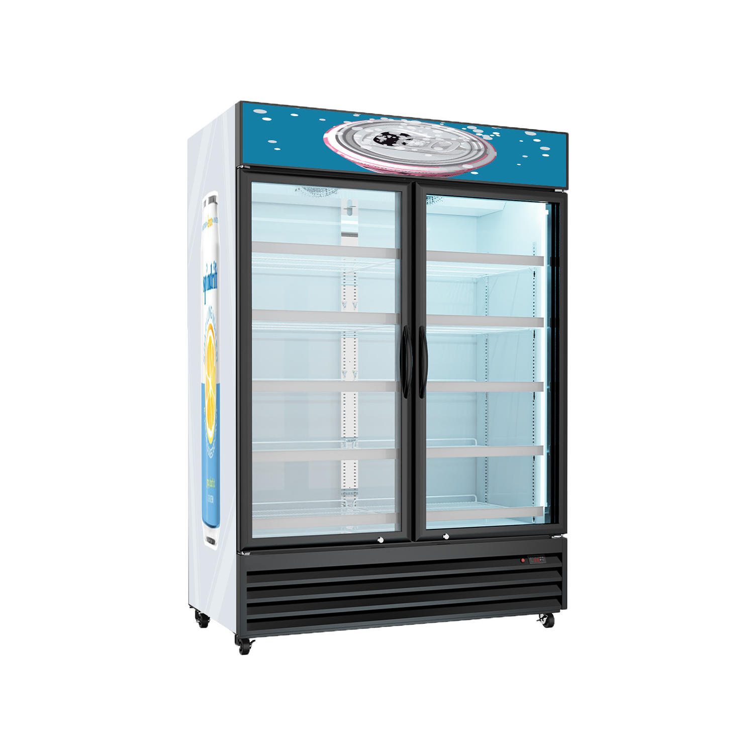 1000 Liters PCM Metal sheet Built Big Capacity Energy Drink Refrigerator and Cooler with tempered Glass Door with Lock