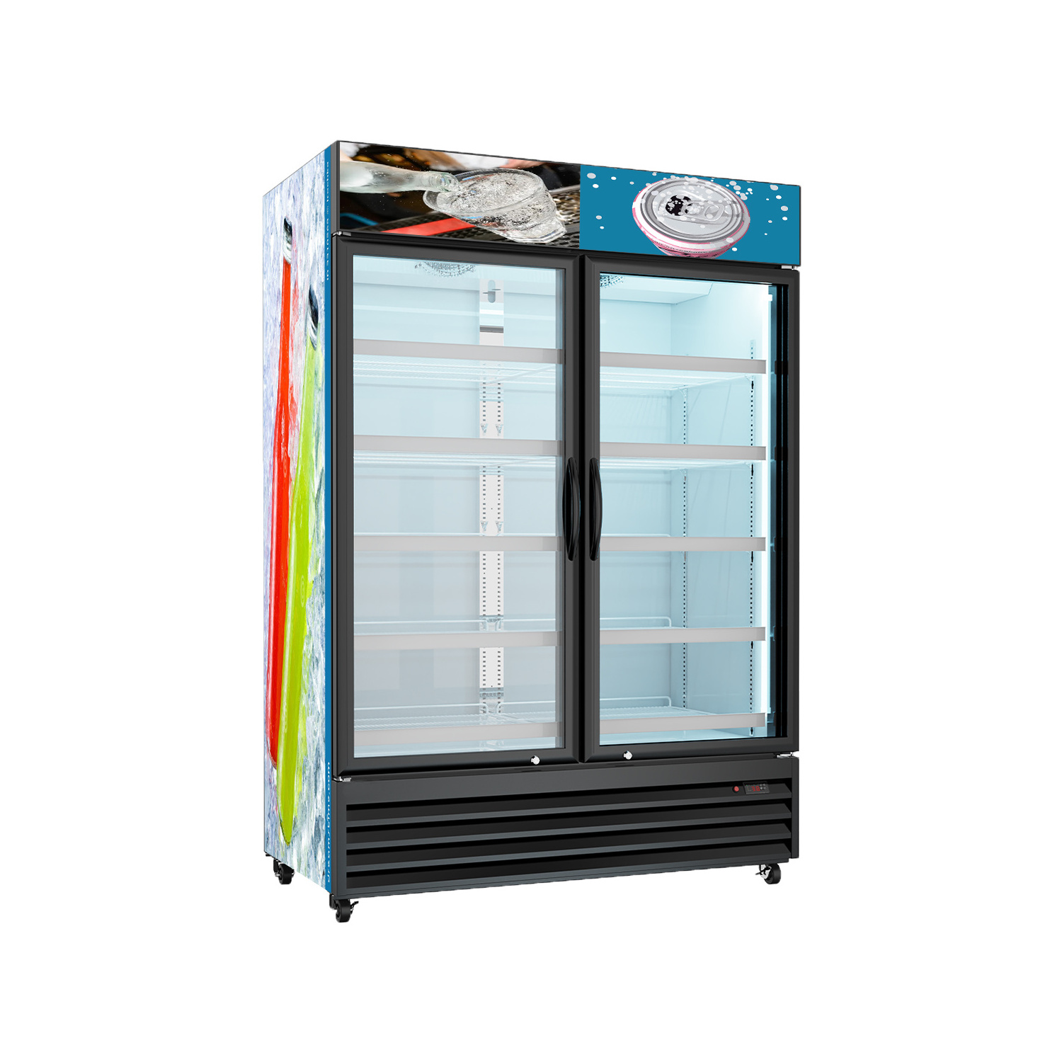 1000 Liters PCM Metal sheet Built Big Capacity Energy Drink Refrigerator and Cooler with tempered Glass Door with Lock