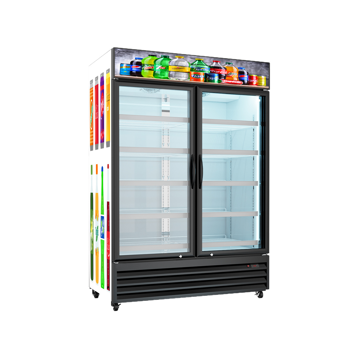 1000 Liters PCM Metal sheet Built Big Capacity Energy Drink Refrigerator and Cooler with tempered Glass Door with Lock