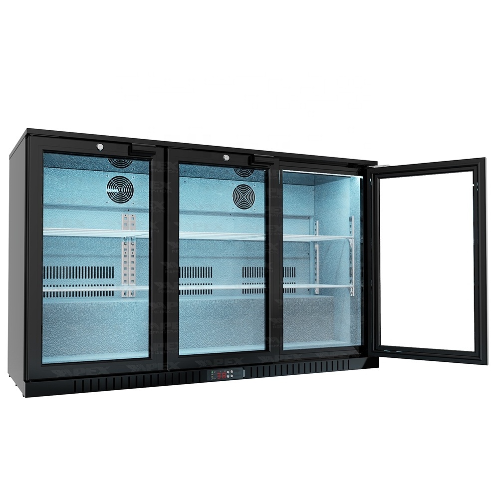 APEX Commercial Beer Bar Fridge With Three Hinged Glass Doors