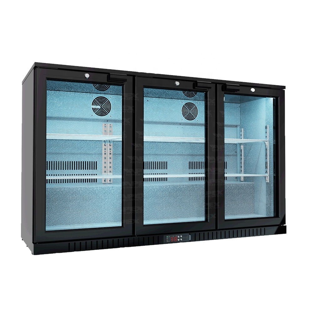 APEX Commercial Beer Bar Fridge With Three Hinged Glass Doors