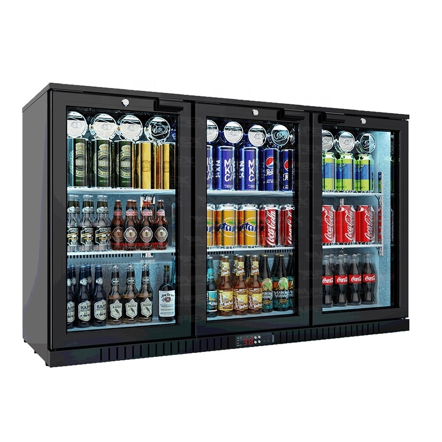 APEX Commercial Beer Bar Fridge With Three Hinged Glass Doors