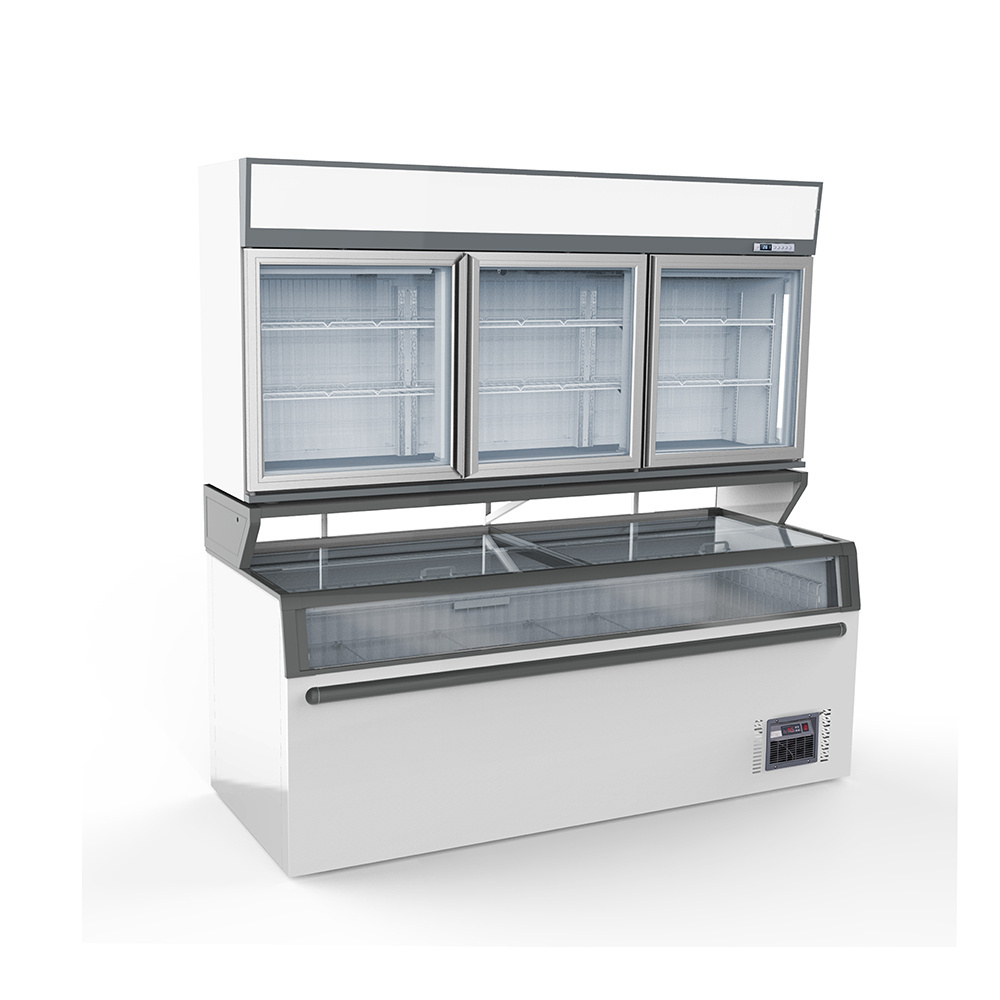 North America Supermarket Combi Freezer Overhead Freezer Cabinet Open Top Island Display Fridge