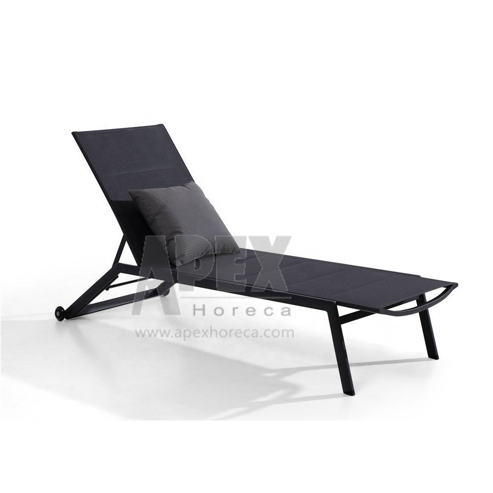 Outdoor Patio Aluminum Furniture Lounge Chair Chaise Lounge Lounger Sunbathing Bed Curved Armrest Adjustable lounger