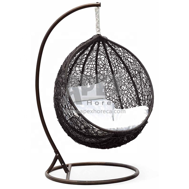 Outdoor Single Double Seat Garden Furniture Rattan Hanging Egg Chair Patio Swings with Stand